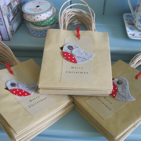 Felt Christmas Robin Gift Bag