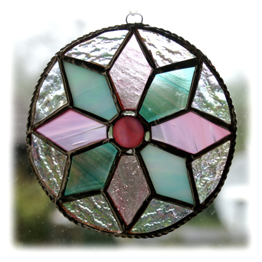 Octagon Stained Glass Suncatcher Handmade Star  Ring 