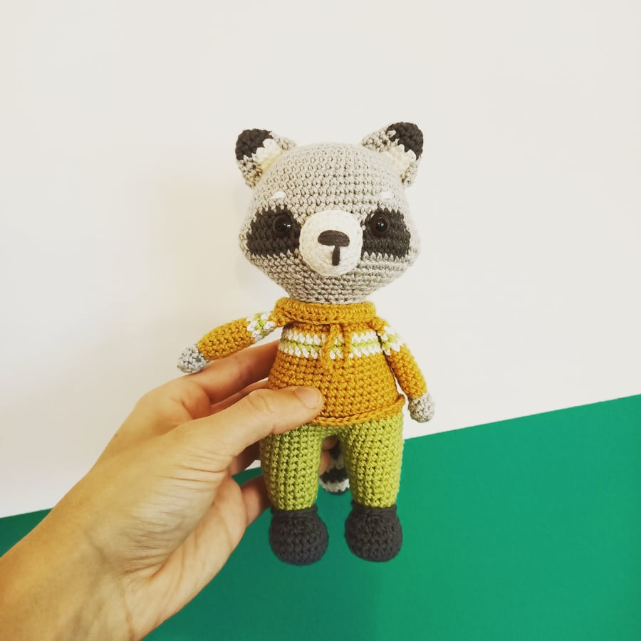 Handmade Crochet Racoon Amigurumi Soft Toy