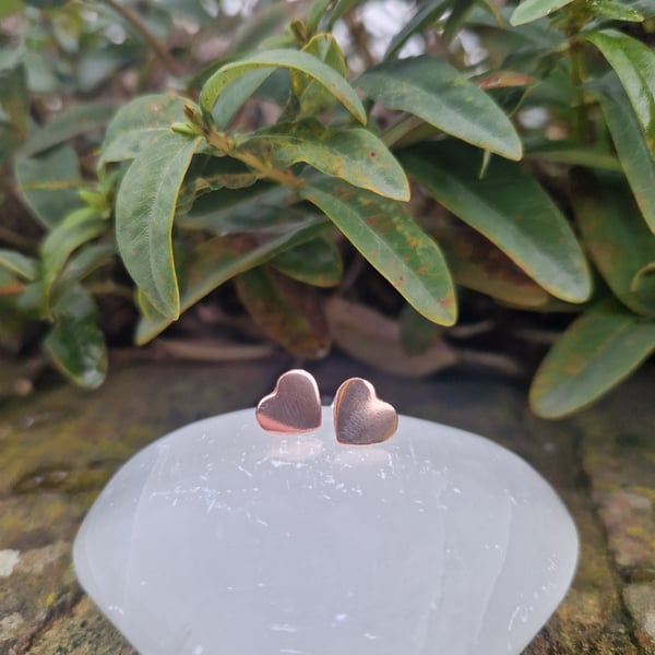 Copper Heart Studs