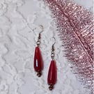 Garnet Waterdrops  & Bronze earrings