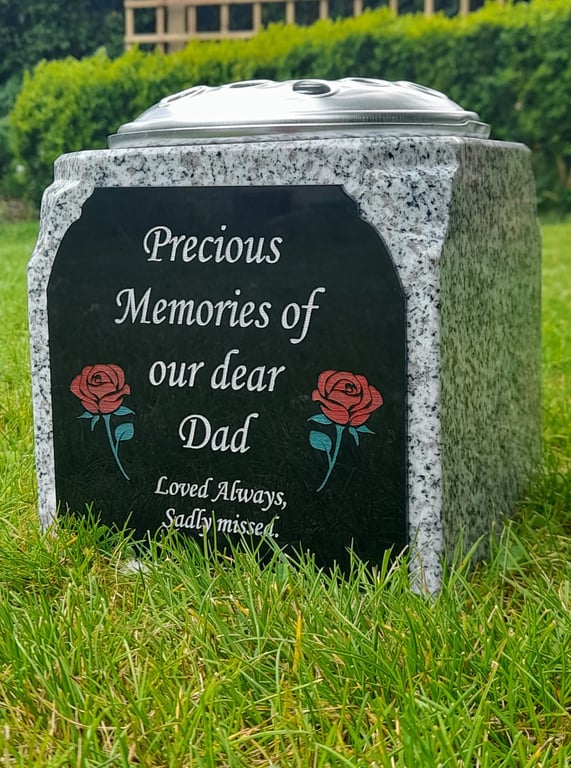 Personalised Granite Memorial Vase Memorial Plaque  Flower Holder Cemetery  Vase