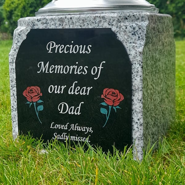Personalised Granite Memorial Vase Memorial Plaque  Flower Holder Cemetery  Vase