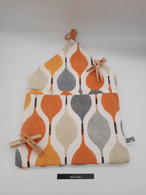  Peg bag clip on, orange and grey droplet. 