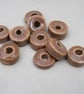 10 Small Sand Brown Glazed Ceramic Washer Beads - Image 1