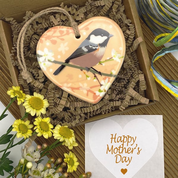 Coaltit on Spring Blossom - Mothers Day Keepsake Gift & Decoration