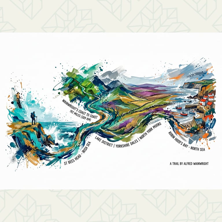 Wainwright's Coast to Coast – 192 Mile Trail Art Print – A2 Unframed