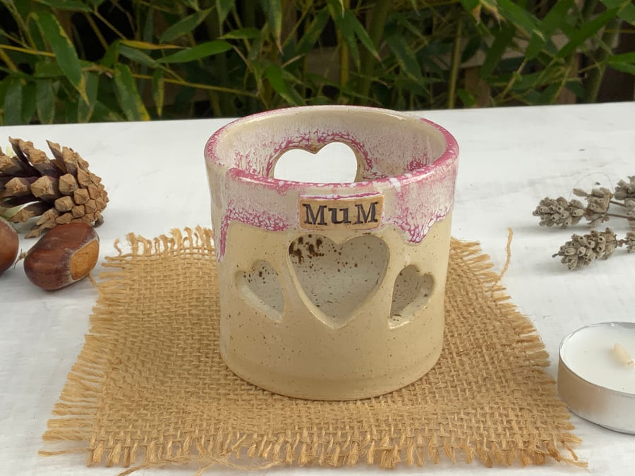 Mum Heart Tealight Holder