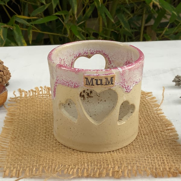 Mum Heart Tealight Holder