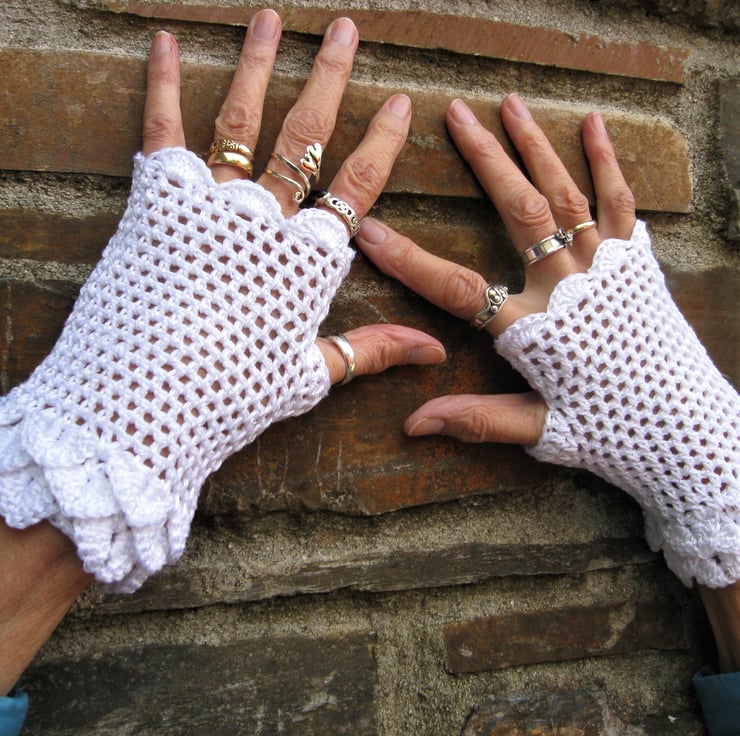 Wedding gloves.White cream or black fingerless Folksy