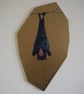 Hanging bat animal original acrylic painting gothic coffin shape gold metallic.