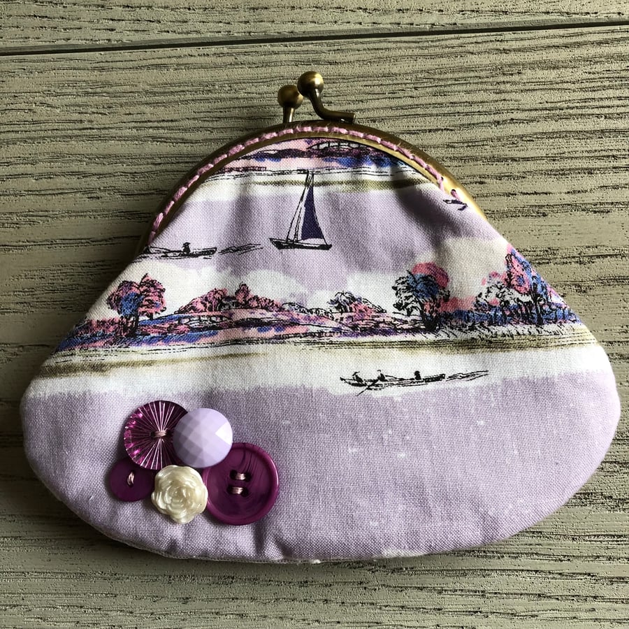 Mauve Keepsake Fabric Clasp Coin Purse