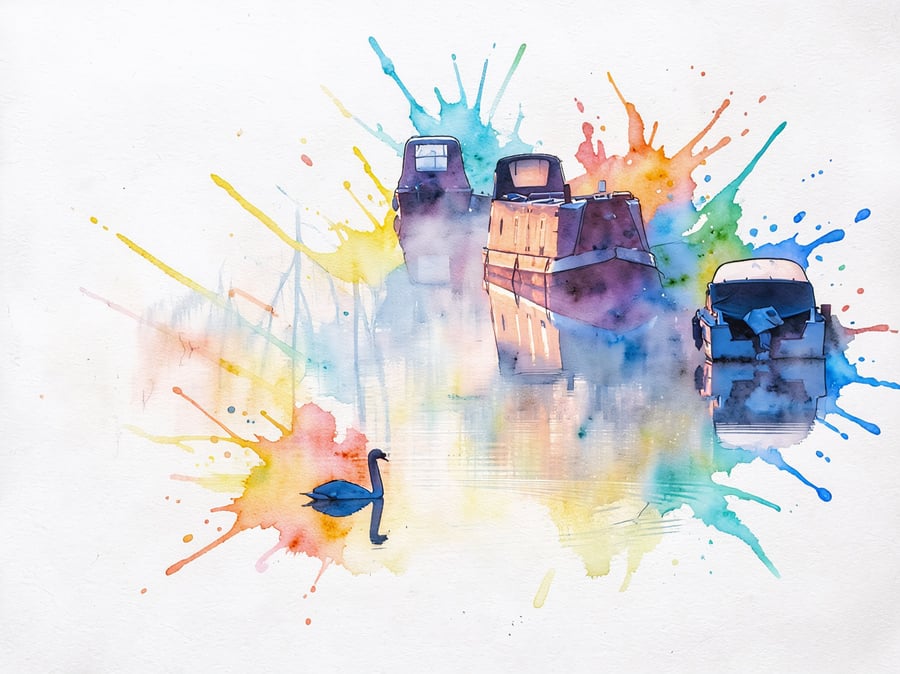 Swan & Boats Norfolk Greeting Card A5