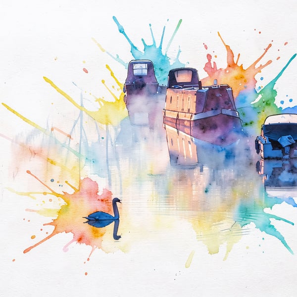 Swan & Boats Norfolk Greeting Card A5