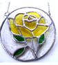 Rose Ring Suncatcher Stained Glass Yellow Handmade Gift Flower - Image 5