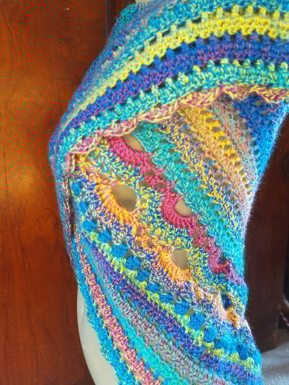 Handmade Crochet Rainbow Shawl 