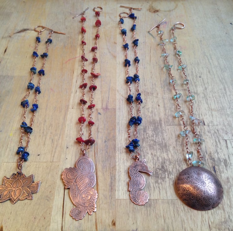 Copper Mandala necklace - Folksy