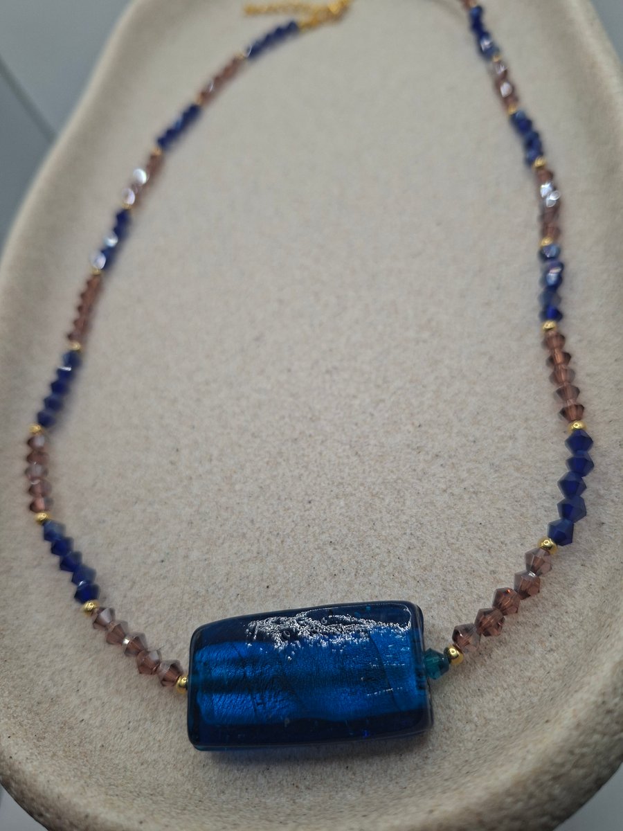 Midnight Tide Marbled Pendant Necklace