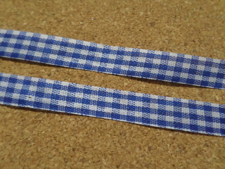 3m Gingham Check Ribbon - 10mm - Blue 