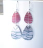 Pebble shaped mid century style red drop leaf earrings - Image 1