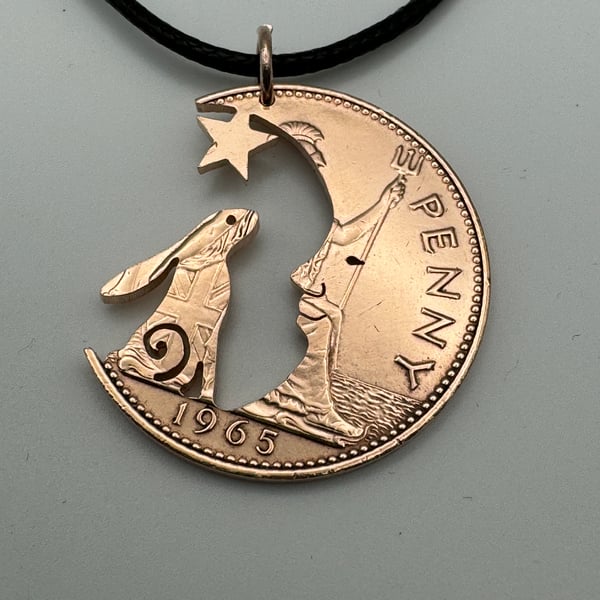 Hare & Moon Handcut Penny Coin, Inspired By Guess How Much I Love You 