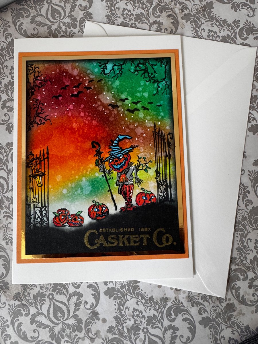 Alternative Halloween Card – Vintage Style Goth, scarecrow & Pumpkin Art