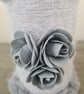 Handmade Upcycled Glass Vase,Grey Cashmere Blend Yarn,Faux Fur And Foam Roses - Image 4
