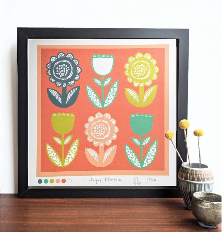 Retro Flower Garden - coral