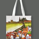 Vibrant Watercolour Tote Bags. To the Abbey. Whitby & Yorkshire Coast