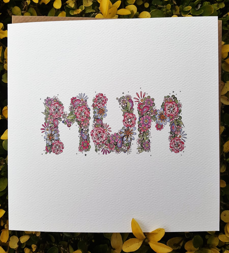 Mum written in floral letters