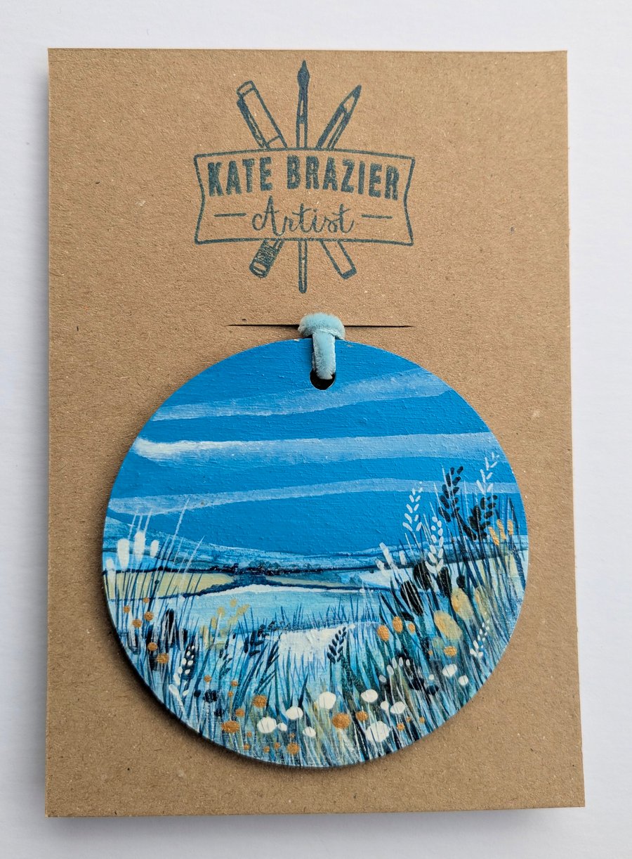 Unique Hand Painted Wooden Decorations. DAYTIME BLUE