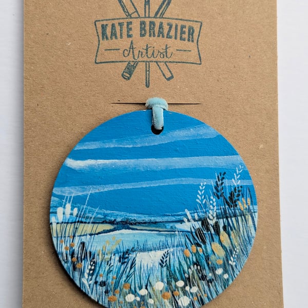 Unique Hand Painted Wooden Decorations. DAYTIME BLUE