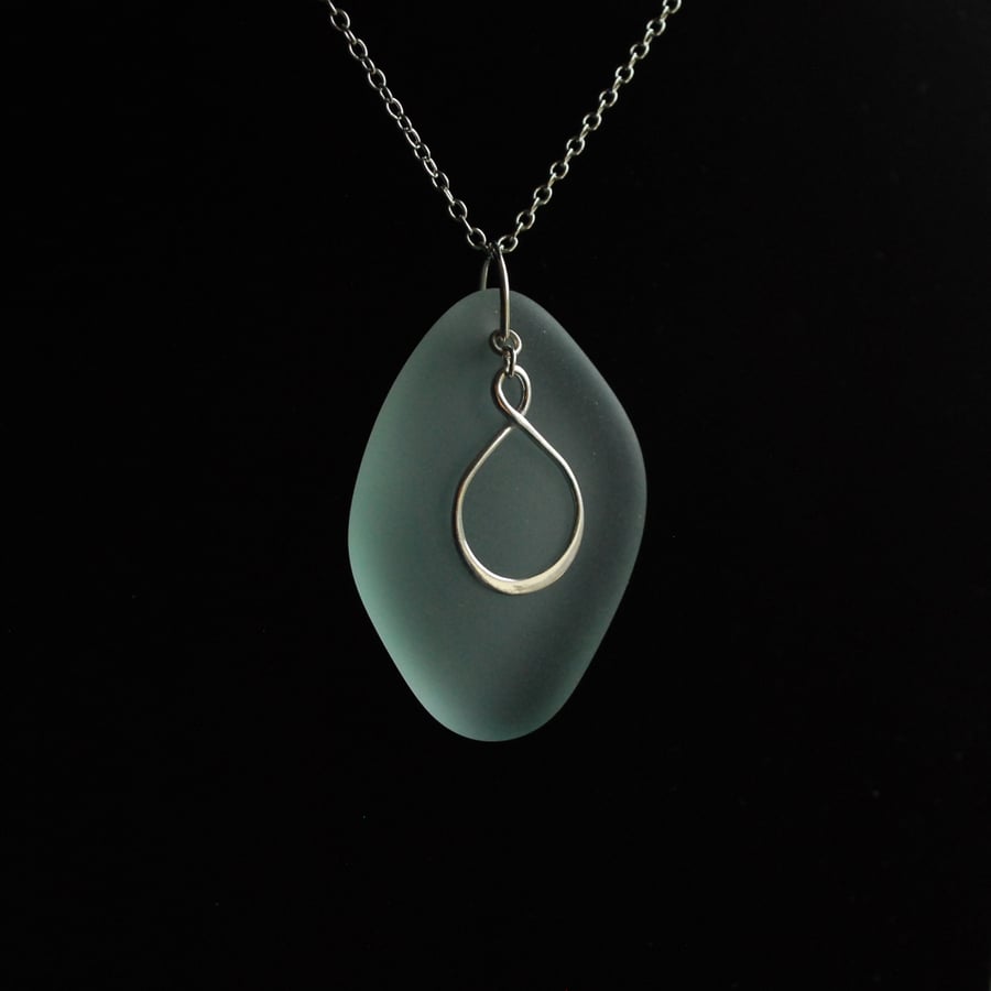Sea foam pendant with large infinity charm