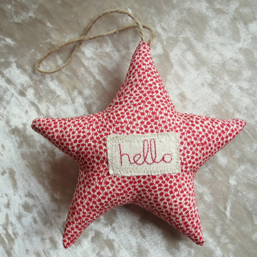 Star door hanger.. Hello Star.  A star made from Liberty Lawn.
