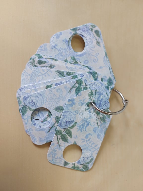 Embroidery Floss Thread Drop Organiser Pale Blue Rose Pattern