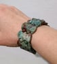 Green Rainforest Jasper Rectangular Beaded Stretch Cuff Bracelet - Image 9