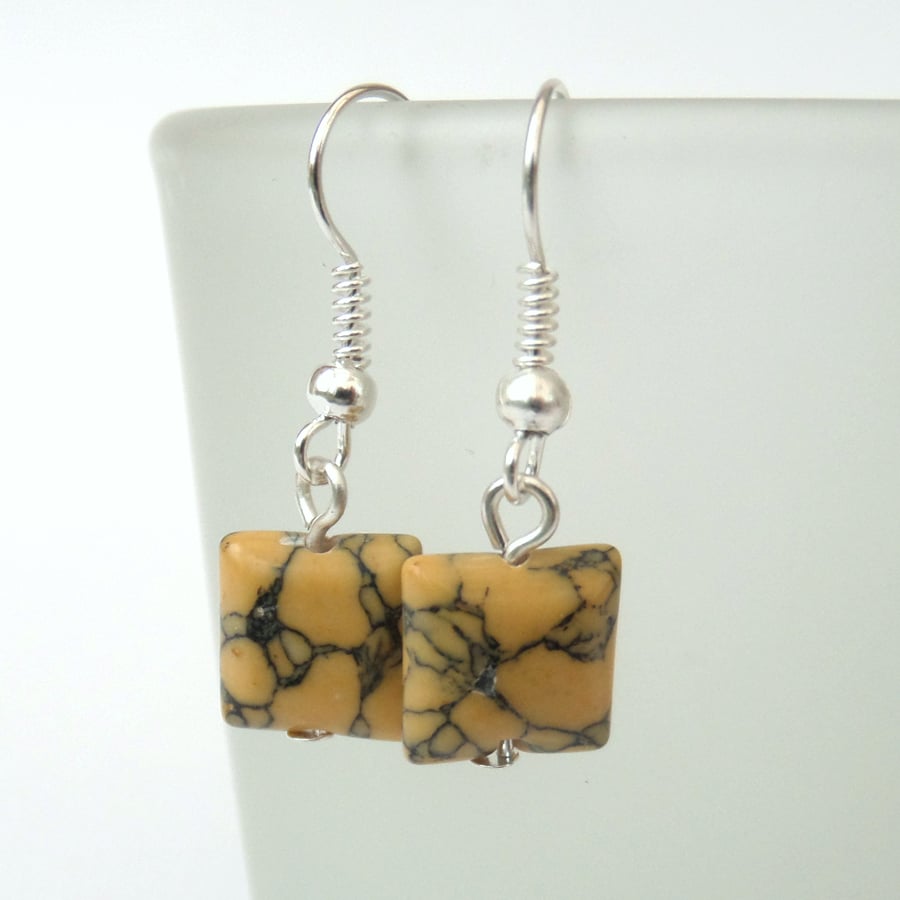 Yellow howlite earrings