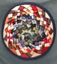 Teal envelope cushion cover, colourful circular centre.  - Image 7