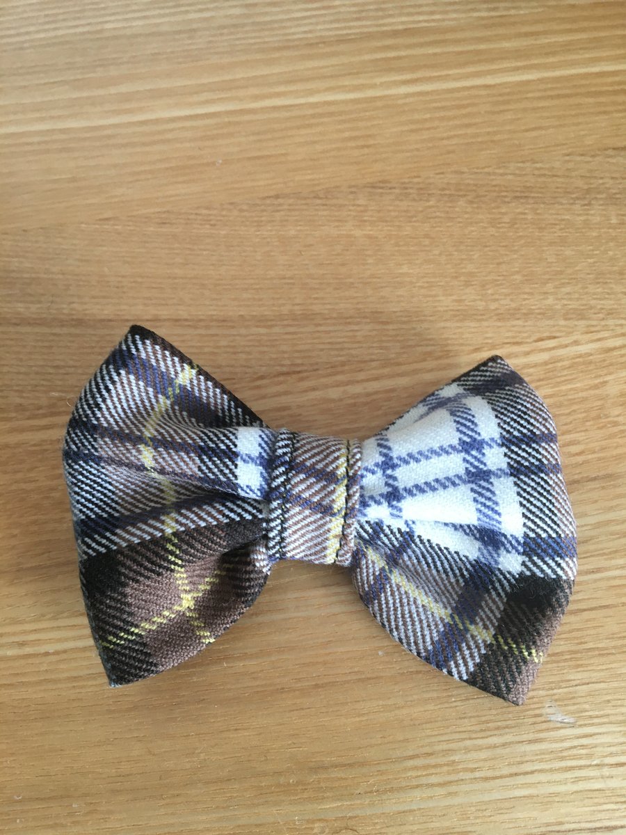  Brown ,Tan and White Tartan  dog or cat bowtie