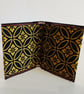 Japanese Vintage-Inspired Tatami Heri Card case – Gold & Navy Geometric Bloom - Image 2