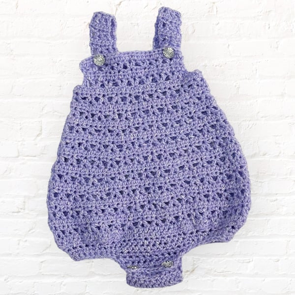 Lilac Crochet Romper 0-6 Months - Girls' Summer Outfit