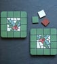 Festive Coaster Set - Two Mosaic Holly Coasters - Image 3