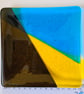 Yellow, blue and sparkly fused glass dish. - Image 7