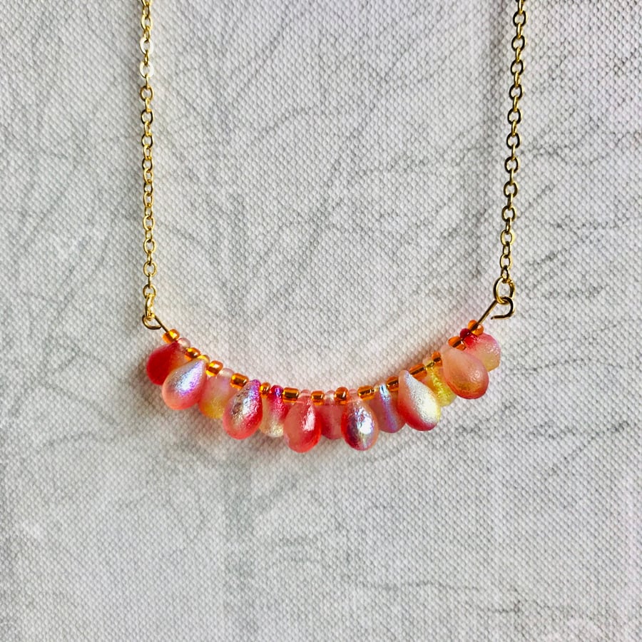 Sunset Droplet Beaded Necklace 