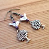 Tree and Bird Charm Bead Earrings
