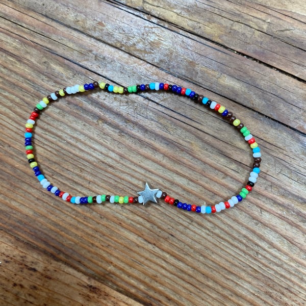 Rainbow Silver Star Bracelet (662)