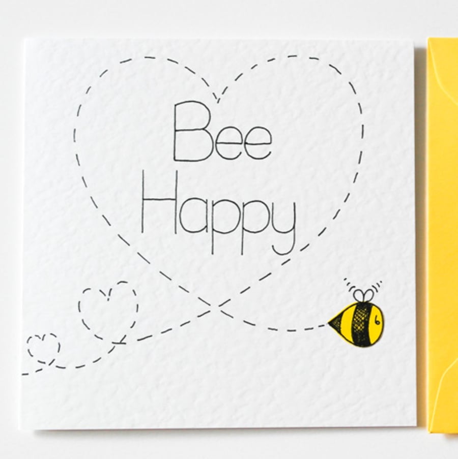 Bee Happy Handmade Greeting Card, Best Friends Card, Birthday Card, New Home
