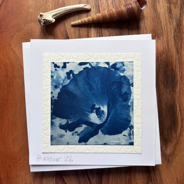 Hibiscus Flower - Cyanotype Card with envelope