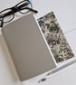 Grey Leather Journal or Notebook, lined with marble paper, A6, gift for him