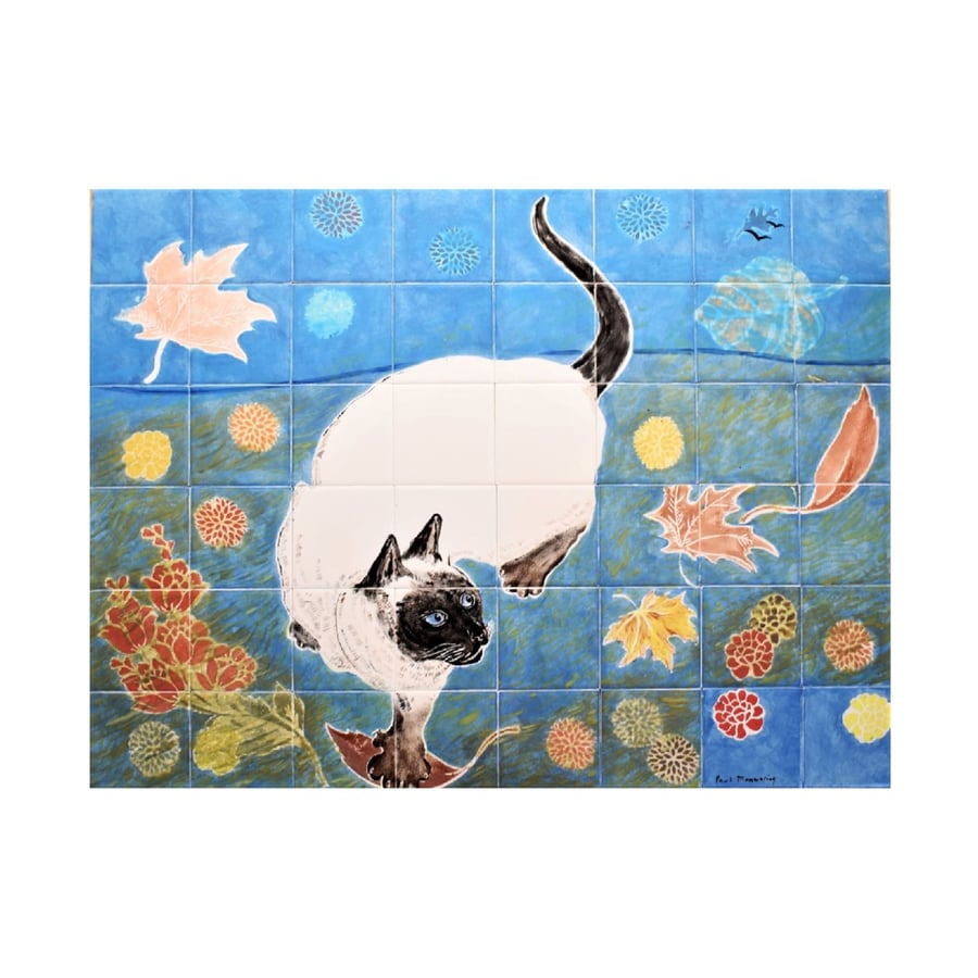 Tile Splashback, Backsplash, Ceramic Painted Tiles.